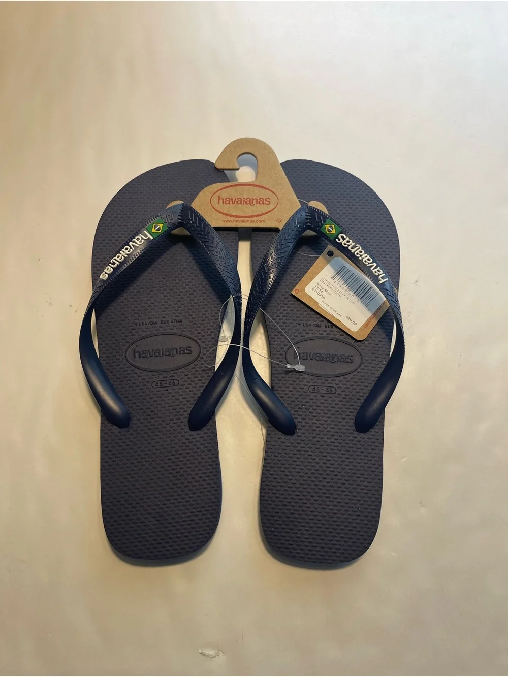 Havaianas Flip Flops Brazilian Flag Beach Summer Sandals Dark blue Men’s 13 New